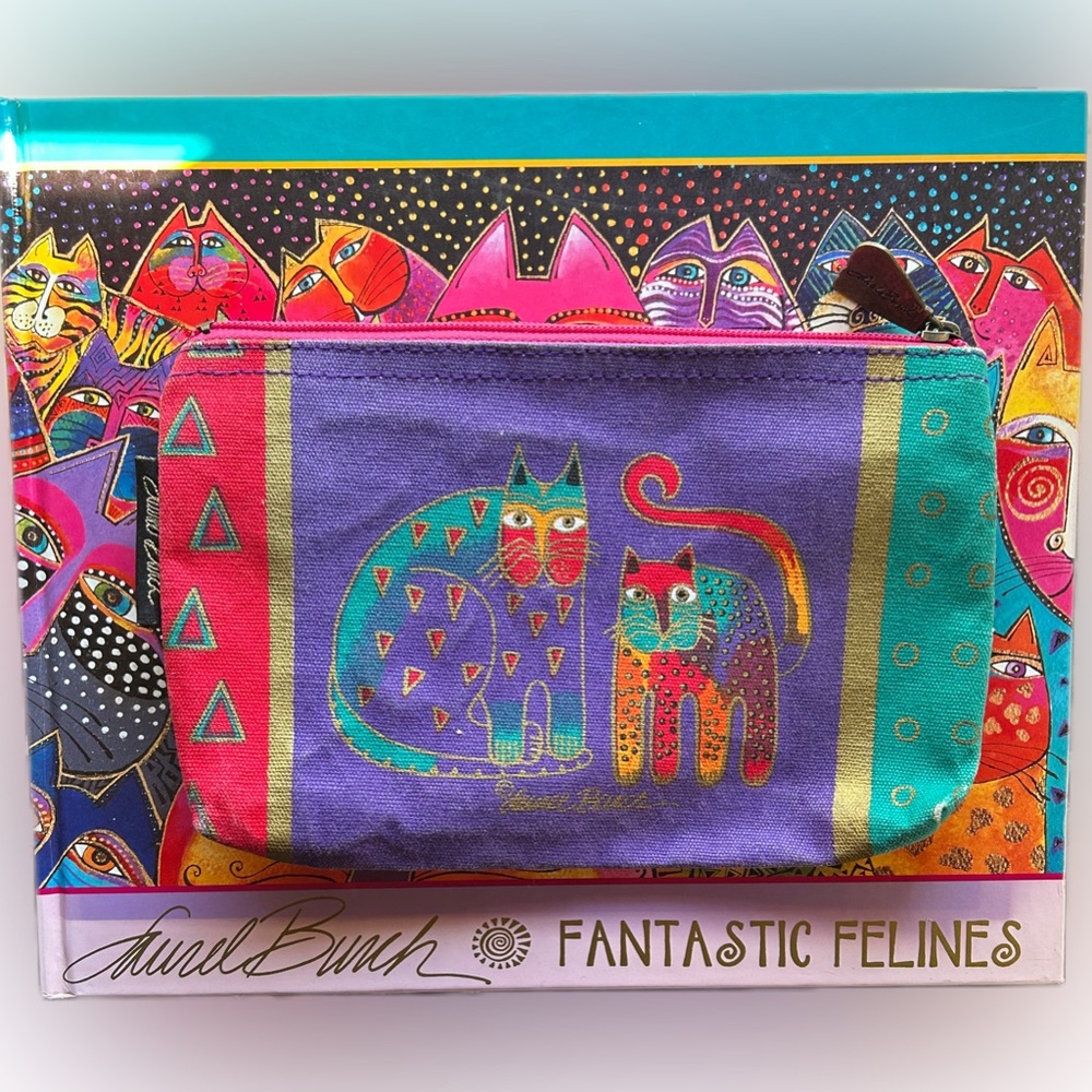 Laurel Burch Fantastic Felines Book w/ Feline Friends Zipper Pouch Cosmetic Bag - Picture 4 of 14